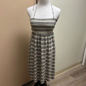 Maple Anthropology %100 Silk Strappy Blue and Cream Dress Size M